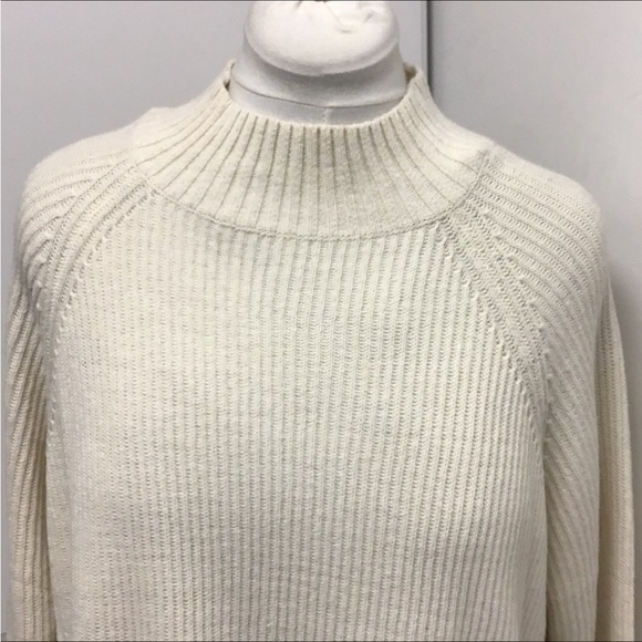 Unit Fashion Inc. Women’s Oversized Mock Neck Ribbed Sweater, Ivory, size 1X - Picture 5 of 10